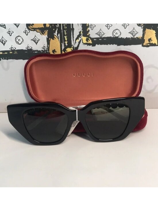 New Authentic Gucci Black Cat-Eye Sunglasses GG0641s 001 main image 6